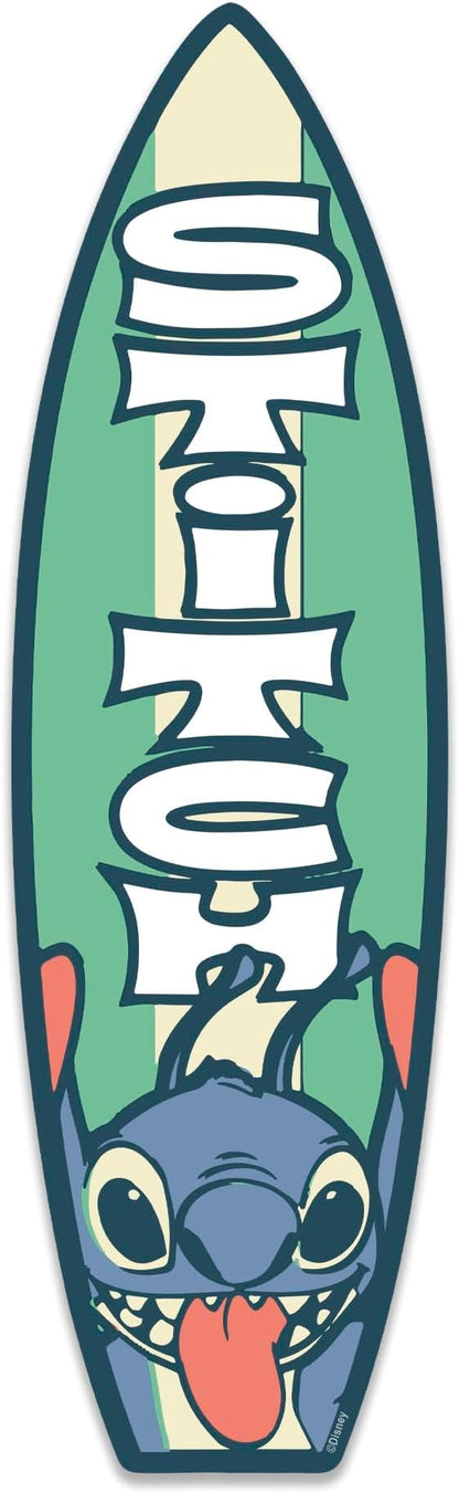 Open Road Brands Disney Lilo and Stitch Surfboard Wood Wall Art - Small Stitch Sign for Tropical Decor
