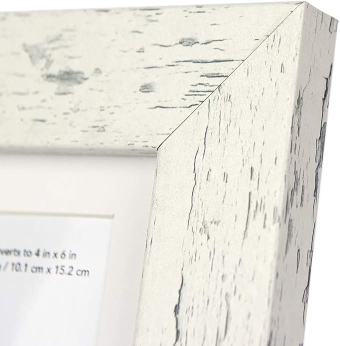 Rustic White 5x7 Picture Frame,Display 5x7 without Mat or 4x6 with Mat