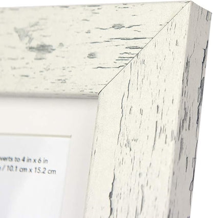 Rustic White 5x7 Picture Frame,Display 5x7 without Mat or 4x6 with Mat