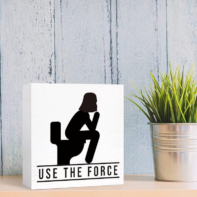 Funny Wooden Sign 'Use the Force' for Bathroom, Toilet, Restroom, Home Decor - Farmhouse Style