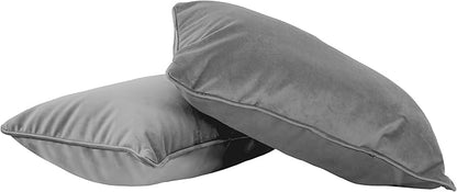 FDP 12" x 20" Velvet Rectangle Lumbar Pillow Set with Piping Decorative Throw Pillow for Home Dcor in Living Room, Bedroom or Lounge (2-Pack) - Smoke, 15159-343