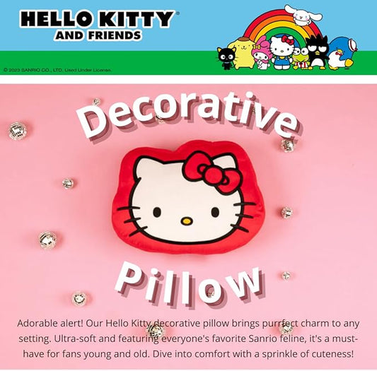 Hello Kitty Gusset Bedding Super Soft Plush Decorative Pillow, One Size, (100% Officially Licensed Product) By Franco