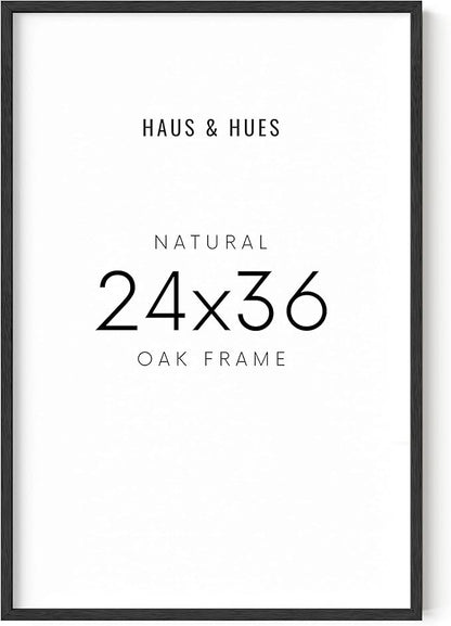 HAUS AND HUES 24x36 Black Oak Frame - Standalone Wooden Poster Holder for Large Wall Displays