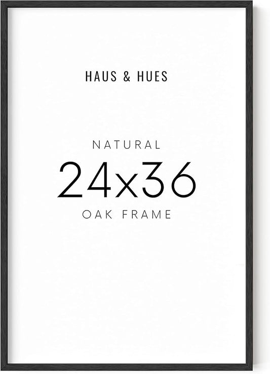 HAUS AND HUES 24x36 Black Oak Frame - Standalone Wooden Poster Holder for Large Wall Displays
