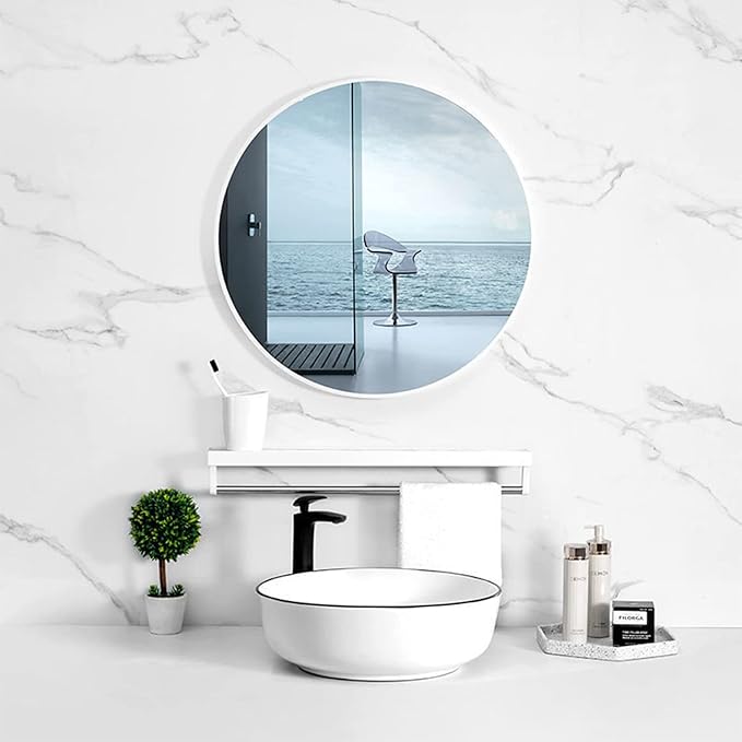 12'' Round Wall Mirror Tiles High Clear Reflecticon Self Adhesive Acrylic Mirror Sheets Circle Stickers for Bathroom, Bedroom, Door, Home Decor