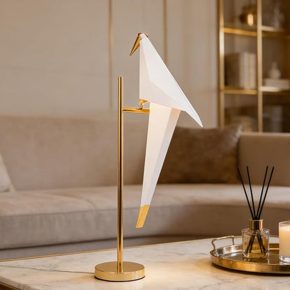 28.5 Inch Modern Bird Table Lamp, Gold Bird Swing Light Fixtures LED Standing Table Lamp for Living Room
