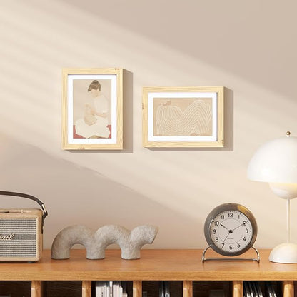 KINLINK 5x7 Picture Frame Wood Grain Set of 6, Wooden Photo Frame Matted 4x6 with Plexiglass for 4x6 with Mat or 5x7 without Mat for Table and Wall Display