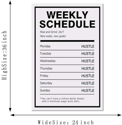 Yatsen Bridge Success Motivational Wall Art Inspirational Entrepreneur Quotes Canvas Painting Modern Inspiring Weekly Schedule Hustle Posters Prints Artwork Decor for Home Offce Framed (24”Wx36”H)