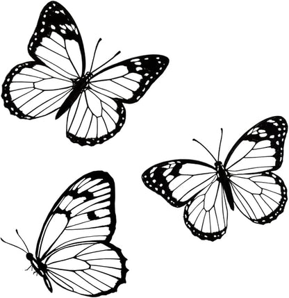 EONBES Black Metal Butterfly Wall Decor, 3-Piece Iron Butterfly Wall Art for Home Decor, Minimalist Elegant Wall Hangings for Living Room, Bedroom, Bathroom, Garden, Outdoor & Indoor Use
