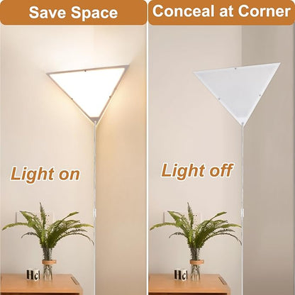 Corner Light with Switch, Ceiling Corner Lights for Living Room, Plug in Ceiling Light for Dark Area, Lamp for Bedroom, Kids Room, Triangle Shape, White Acrylic (2 Pack)
