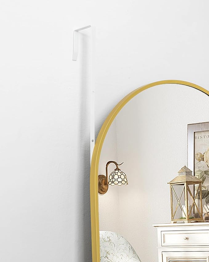 Full Length Mirror - 14'' x 48'' Arched Hanging/Leaning Mirror, Home Decor, Gold