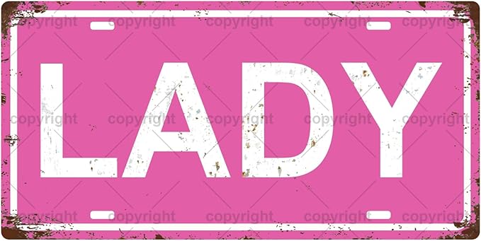LADY GIRLS WOMEN Metal Tin Sign License Plate Bar Cafe Garage Cave Home Room Wall Bathroom Farmhouse Garden Porch Patio Decor, 12 x 6 Inch