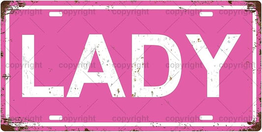 LADY GIRLS WOMEN Metal Tin Sign License Plate Bar Cafe Garage Cave Home Room Wall Bathroom Farmhouse Garden Porch Patio Decor, 12 x 6 Inch