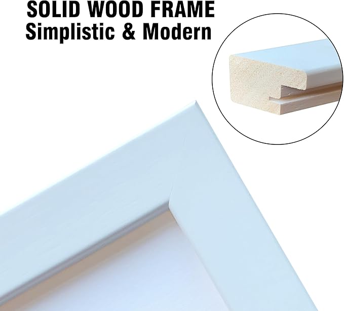 8x10 Picture Frame Set of 4 Made of Solid Wood Photo Frame with Real Glass for Pictures 5x7 with Mat or 8x10 Without Mat, Wall Mount or Tabletop Gallery Photo Frames in White