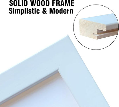 8x10 Picture Frame Set of 2 Made of Solid Wood Photo Frame with Real Glass for Pictures 5x7 with Mat or 8x10 Without Mat, Wall Mount or Tabletop Gallery Photo Frames in White