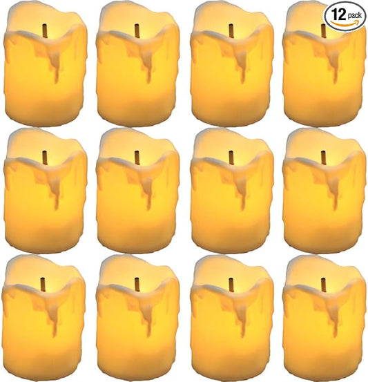 YASENN Led Tea Lights Candles Battery Operated Candle LED Flameless Candle Drips Votive Candle Fake Candles for Halloween Thanksgiving Christmas Decorations(1.5"x2" 12pack)