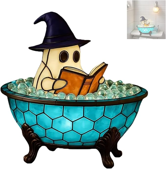 Halloween Night Light，Halloween Lamp，Ghost Bubble Bath Lamp，Halloween Bathroom Decor，Bathtub Ghost LED Night Lights，for Indoor Bathroom Table Decor Halloween Gifts