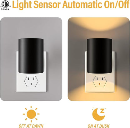 Night Lights Plug into Wall: ETL Night Light Plug in - LED Dimmable Night Light Dusk to Dawn Light Sensor, Soft Warm 2700K, Adjustable Brightness, Wall Lights for Bedroom, Hallway, Stairs - 2 Pack