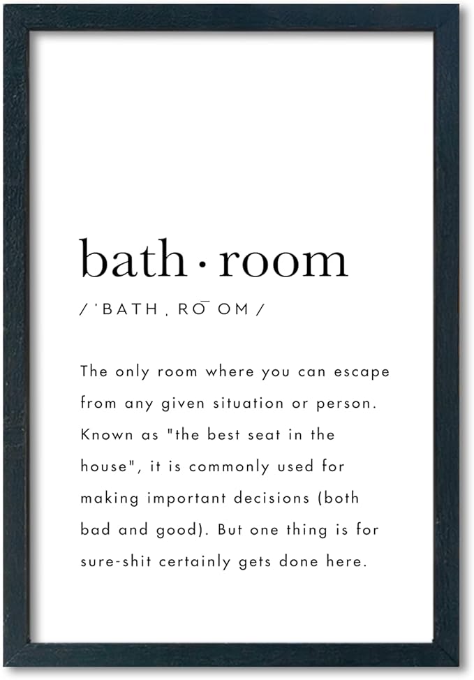 YWMZYKJGS Bathroom Quotes Wall Decor 16"×11" for Toile Restroom Rules Sign Funny black and white Restroom Quotes Modren Bathroom Wall Hanging Art (Black)