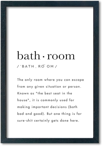 YWMZYKJGS Bathroom Quotes Wall Decor 16"×11" for Toile Restroom Rules Sign Funny black and white Restroom Quotes Modren Bathroom Wall Hanging Art (Black)