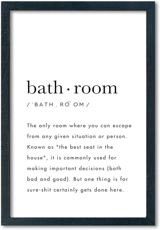 YWMZYKJGS Bathroom Quotes Wall Decor 16"×11" for Toile Restroom Rules Sign Funny black and white Restroom Quotes Modren Bathroom Wall Hanging Art (Black)