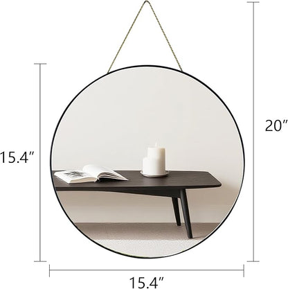 Funerom Black Round Wall Mirror 15.4 Inches Circle Mirror Bathroom Mirrors for Over Sink