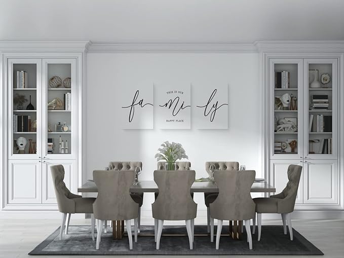 GUBIYU Home Family Wall Art for Living Room & Dining Room, Inspirational Quotes, 3x 20"x28" Canvas Prints