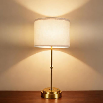 AWOKE 17.7" Large Cordless Table Lamp, 7500mAh Rechargeable Battery Operated Nightstand Light, Stepless Dimmable 3000K Fabric Shade Desk Lamp for Bedroom & Living Room