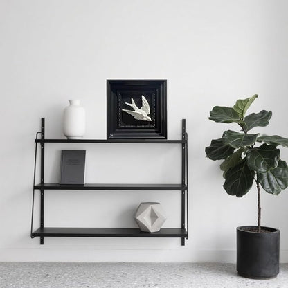 Bergamot 3D Plaster Swallow Wall Art Decor in Elegant Black Frame – 8.67" x 8.67" Bird Wall Sculpture, Timeless Home Accent for Living Room, Bedroom & Office