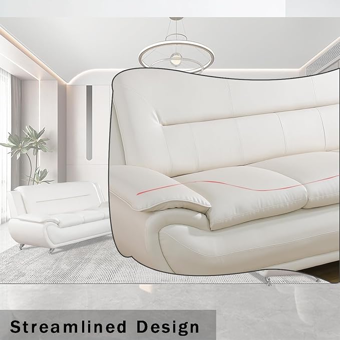 Living Room Furniture Sets, Leather Couches for Living Room, Living Room Couch Set, Creamy White Loveseat for Bedroom, Apartment (b-Creamy White, Loveseat)