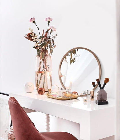 Round Bathroom Mirror Circle Aluminum Alloy Wall Mirrors with Simple Metal Tempered Glass Frame Modern Round Hanging Mirror for Bathroom Hallway Room Living Purple Frame