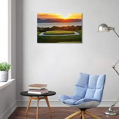 chenchenArt Sleepy Hollow 16 Hole Golf Course Wall Art for Living Room Bedroom Bathroom Home Decorations Sleepy Hollow Golf Course Picture Poster Canvas Prints Framed Ready to Hang(18''H x 24''W)