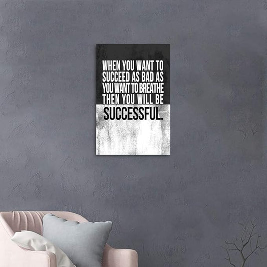 Inspirational Office Wall Art - Black and White Motivational Quotes Wall Decor Positive Saysing Canvas Print Poster Modern Entrepreneur Artwork Home Studio Room, Framed Easy to Hang - 12x16 in