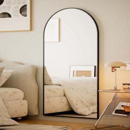 BEAUTYPEAK 77"x38" Large Arch Mirror Full Length, Oversized Wall Mirrors with Aluminum Alloy Frame, Full Body Floor Mirror for Bedroom, Dressing Room, Black