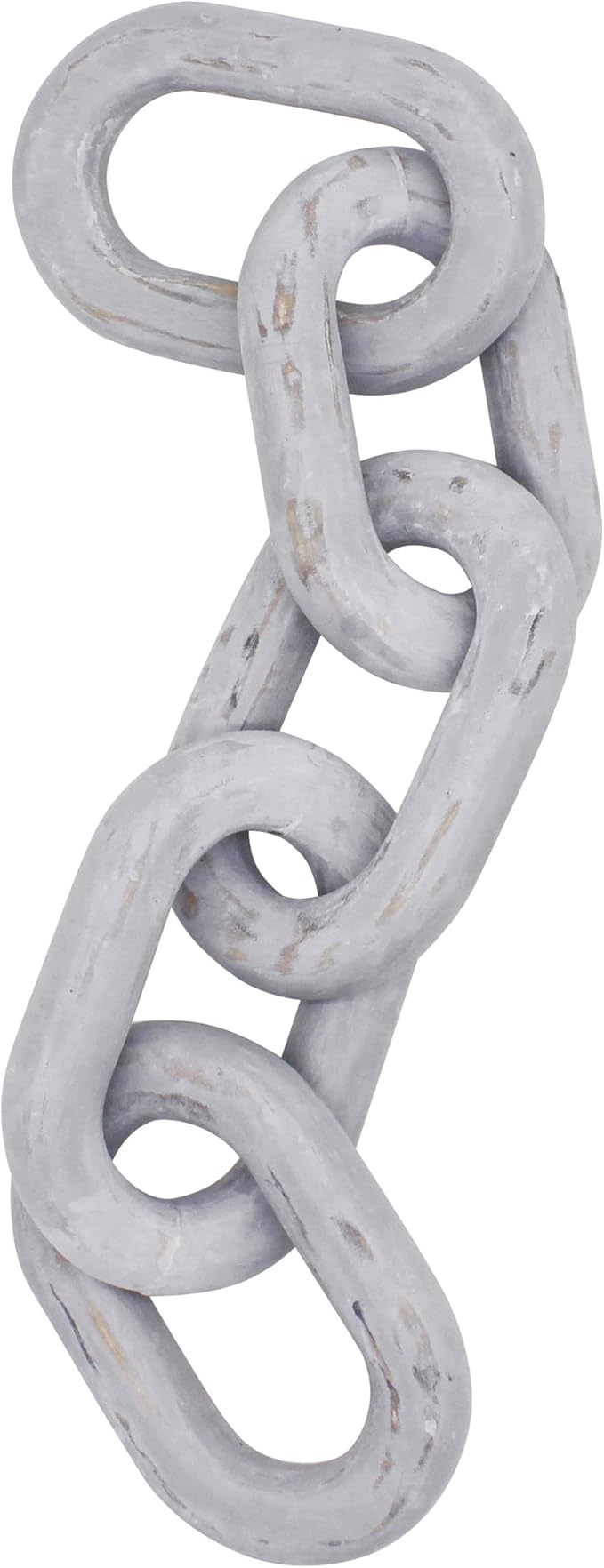 CVHOMEDECO. Rustic Wood Chain Link Decor Farmhouse Hand Carved Wood Link for Home, Wall, Table or Shelf décor Accents (Distressed Grey)