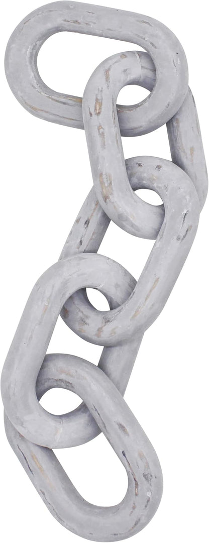 CVHOMEDECO. Rustic Wood Chain Link Decor Farmhouse Hand Carved Wood Link for Home, Wall, Table or Shelf décor Accents (Distressed Grey)