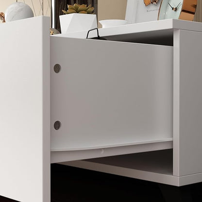 Modern TV Console Extendable Media Console, Adjustable Length, Contemporary Entertainment Center with Drawers and Legs, for Living Room White and Black (95”-133.9”W x 15.2”D x 13.1”H)