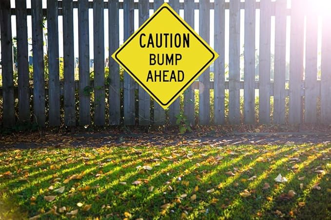 Slow Down Sign, Caution Bumps Ahead Signs,Bump Ahead Road Sign Yellow Metal Tin Signs 12 x 12 Inch