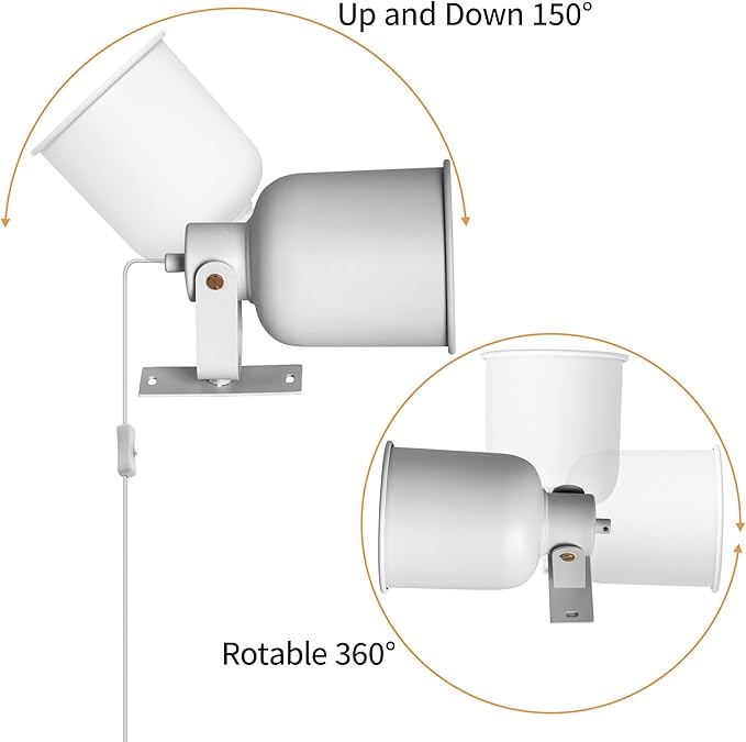 Aisilan Plug-in Wall Sconce Lighting, Adjustable Wall Light for Bedroom Bedside, Modern Indoor Wall Sconce for Reading with Cord, Easy Install 7W 3000K Bulb for Living Room Hallway