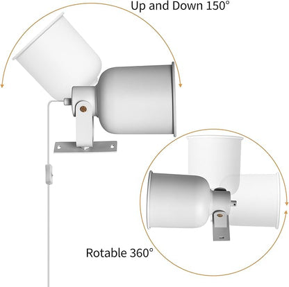 Aisilan Plug-in Wall Sconce Lighting, Adjustable Wall Light for Bedroom Bedside, Modern Indoor Wall Sconce for Reading with Cord, Easy Install 7W 3000K Bulb for Living Room Hallway