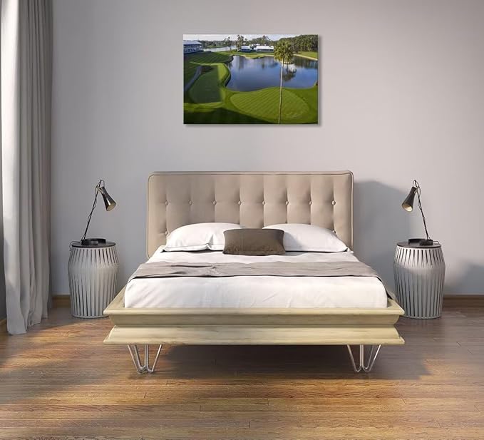 Florida Golf Course Wall Art for Living Room Bedroom Bathroom Home Decorations Golf Wall Decor Paintings TPC Sawgrass Golf Course Picture Poster Canvas Prints Framed Ready to Hang(18''H x 24''W)