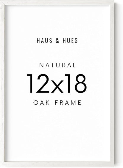 HAUS AND HUES White Oak Picture Frame 12x18 - Standalone Natural Frame for Posters (Set of 1)