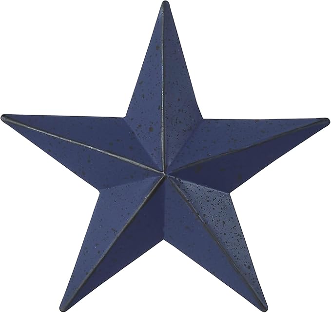 VHC Brands Patriotic Faceted Metal Star Navy Wall Hanging 4x4, Independence Day Decor, American Star Design, Distressed Appearance Metal Wall Hanging