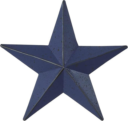 VHC Brands Patriotic Faceted Metal Star Navy Wall Hanging 4x4, Independence Day Decor, American Star Design, Distressed Appearance Metal Wall Hanging
