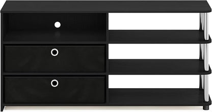 Furinno Jaya Simple Design Stand for TV up to 55-Inch with Bins, Americano/Chrome/Black