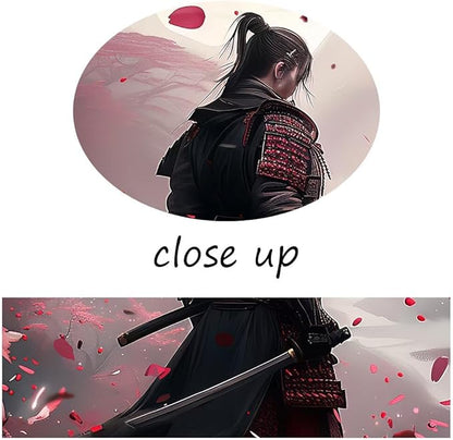 Japanese Samurai Wall Art Japan Warrior Plum Painting Canvas Prints Black and Red Picture Modern Watercolor Painting for Bedroom Living Room Office Home Decoration Framed (28''W x 44''H)