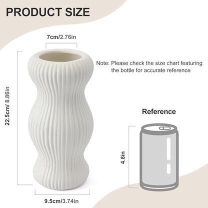 Ceramic Vase, White Modern Vase for Home Decor, White Round Vases, Boho Dried Flower Vase for Centerpieces, 9 Inch Decorative Vases for Wedding, Table, Party, Living Room, Office, Bedroom