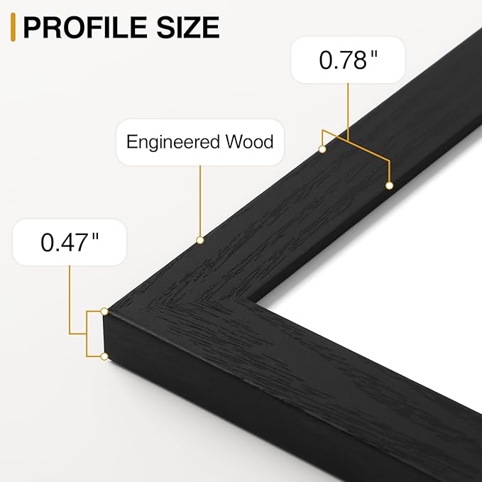 Vittanly 12x12 Picture Frames Set of 9, Display 8x8 Pictures with Mat or 12x12 without Mat, Photo Frames for Wall Mount, Engineered Wood, Black&Brown&Dark Grey
