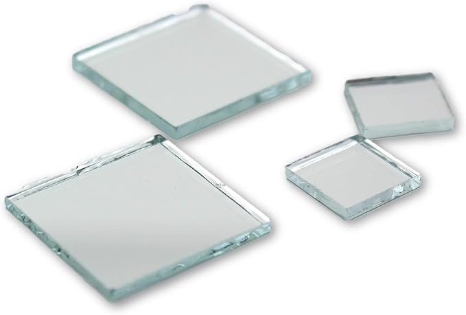 Small Mini Square Craft Mirrors Bulk 0.5 & 1 Inch 100 Pieces Mirror Mosaic Tiles