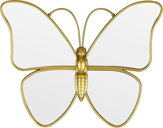 Decorative Butterfly Wall Mirror with Gold Plastic Frame (14.5x11.8inch)
